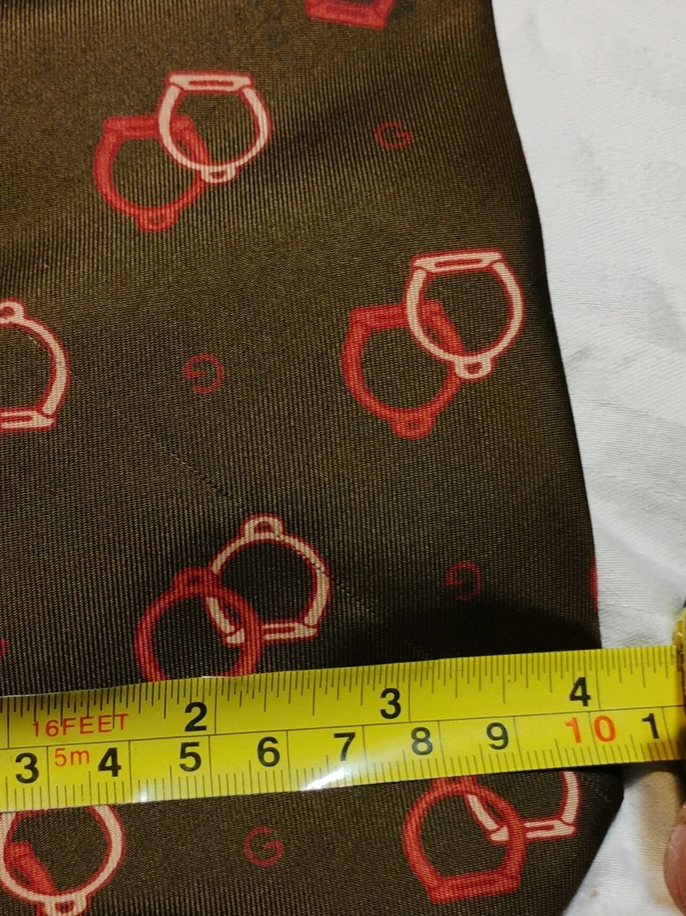 Gucci Olive Green Silk Tie with Pink Accents